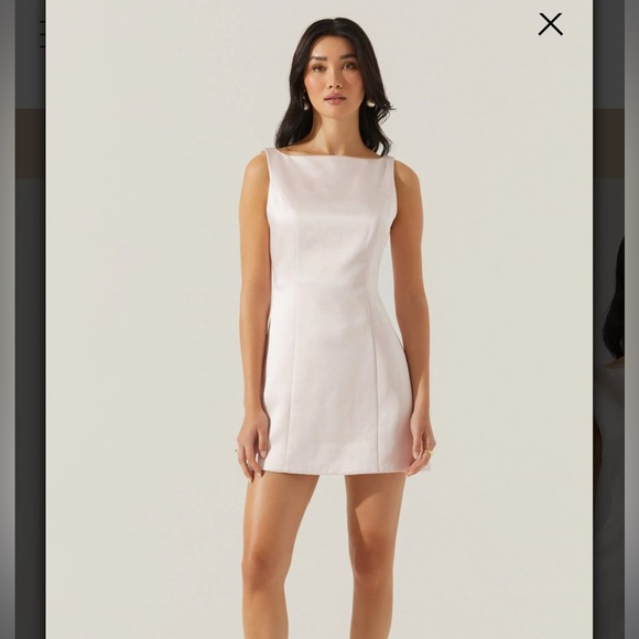 Astr The Label Alisanne Boatneck Satin Mini Formal Dress Pink Sz M NWT - Picture 3 of 13